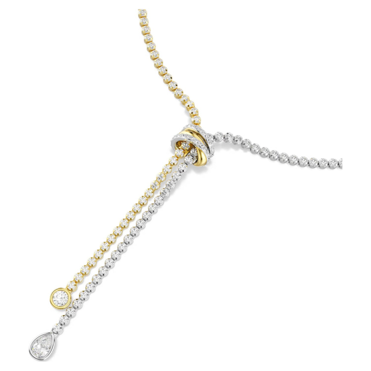 Hyperbola Y necklace Round cut, Knot, White, Mixed metal finish